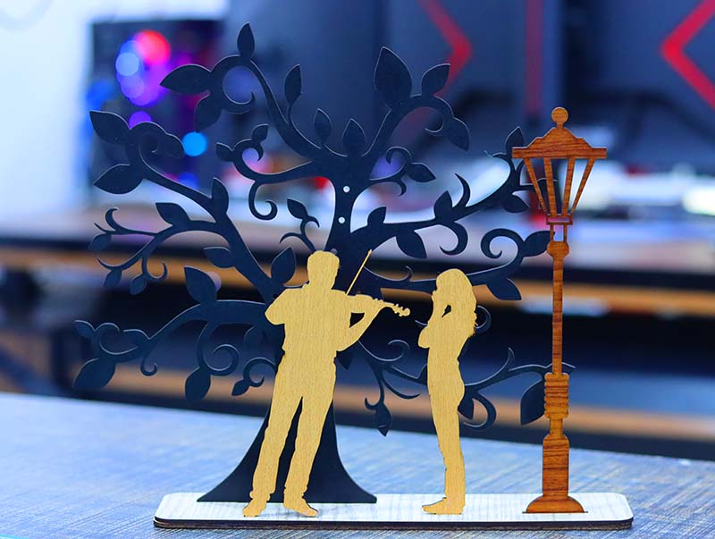 Laser Cut Romantic Love Couple Frame Stand Valentines Day Decor Vector File