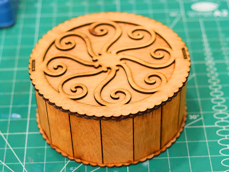 Laser Cut Round Box Wooden Jewellery Box Makeup Box Gift Box 3mm Vector File