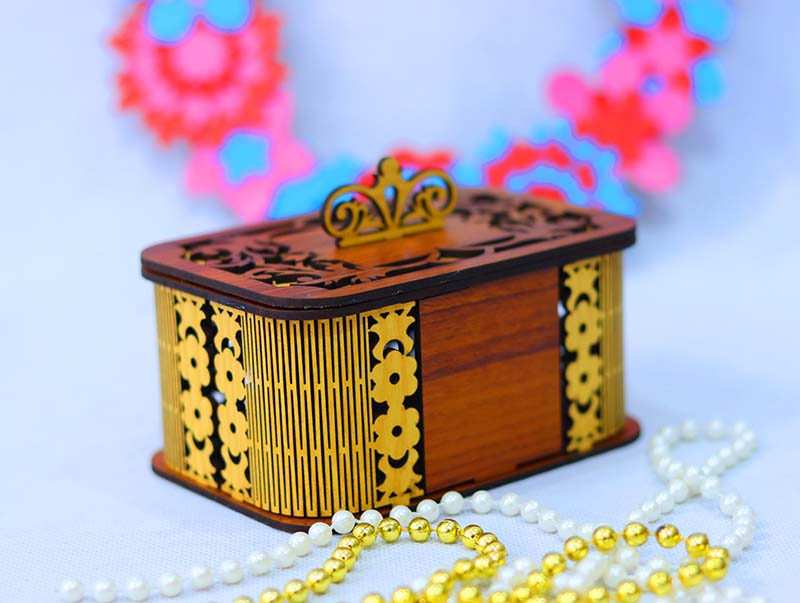 Laser Cut Wooden Box Beautiful Jewelry Box Gift Box Valentine Day Box 3mm Vector File