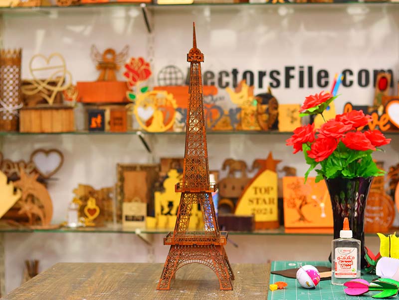 Laser Cut Eiffel Tower 3D Wooden Puzzle Eiffel Tower Architectural Model 3mm Vector File