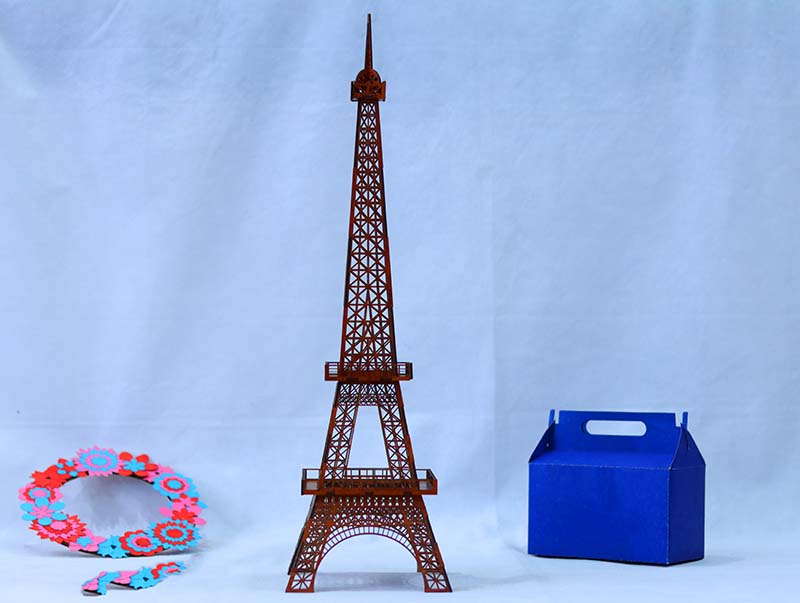 Laser Cut Eiffel Tower 3D Wooden Puzzle Eiffel Tower Architectural Model 3mm Vector File