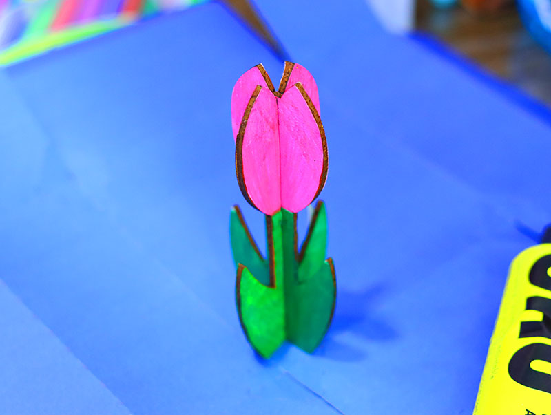 Laser Cut Tulip Flower Wooden Desk Flower Decoration 3mm Vector File