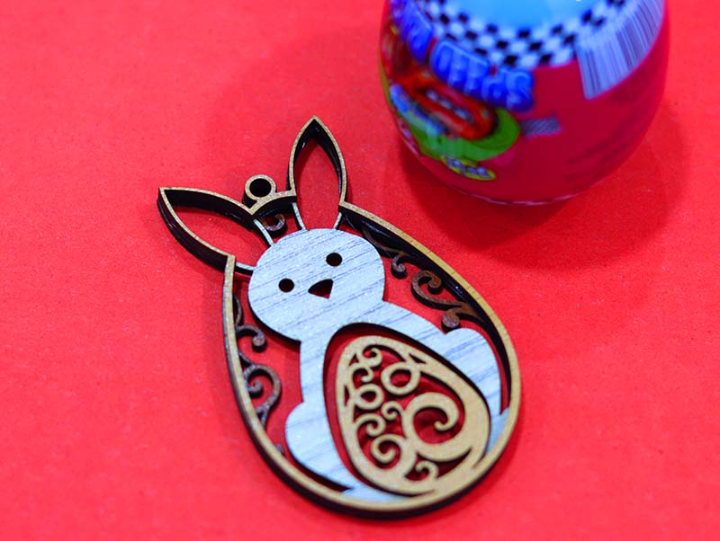Laser Cut Wooden Bunny Multilayer Easter Egg Decor Idea 3mm Vector File