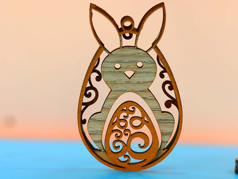 Laser Cut Wooden Bunny Multilayer Easter Egg Decor Idea 3mm Vector File
