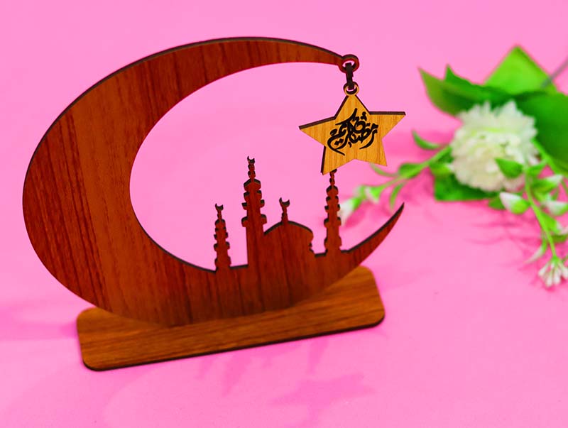 Laser Cut Ramadan Mubarak Gift Stand Islamic Art Design 3mm Vector File