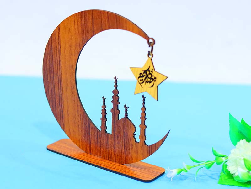 Laser Cut Ramadan Mubarak Gift Stand Islamic Art Design 3mm Vector File