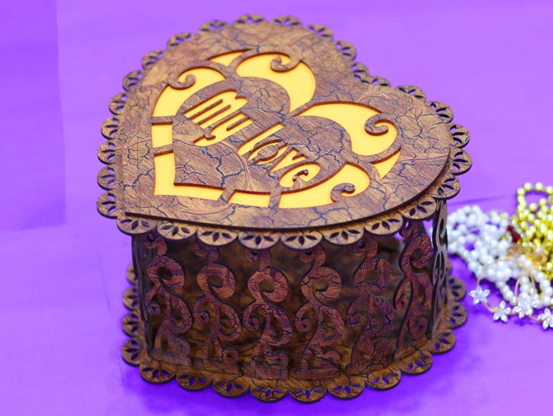 Laser Cut Heart Gift Box Anniversary Gift Idea Heart Box Chocolate Box 3mm Vector File