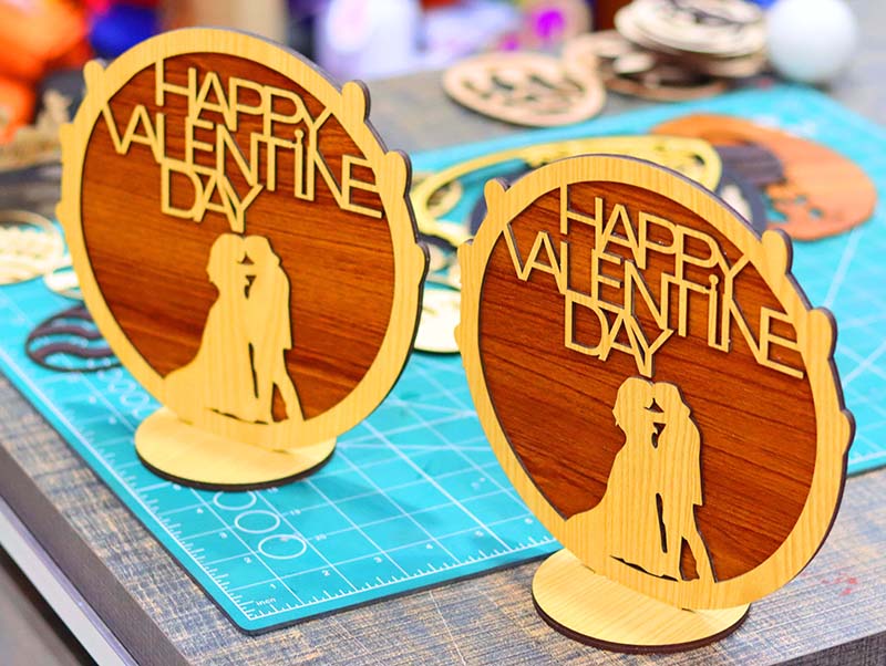 Laser Cut Layered Happy Valentines Day Gift Card Stand Decoration 3mm Vector File