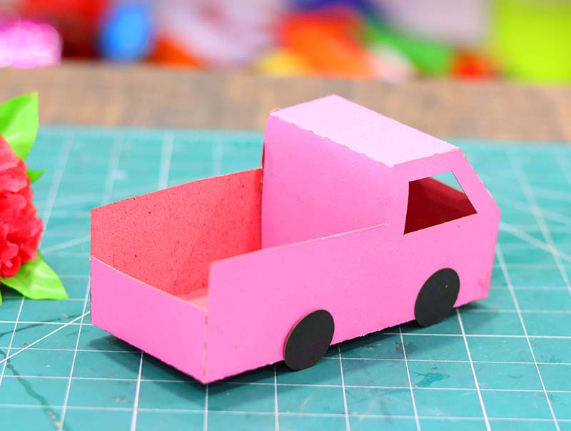 Laser Cut Craft Paper Truck Happy Easter Gift Craft Truck Toy Vector File