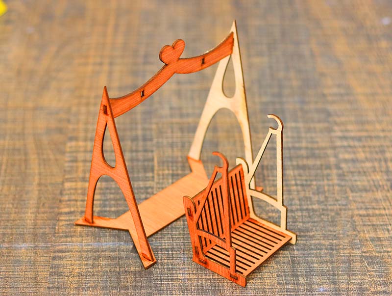 Laser Cut Wooden Swing for Dolls 3mm Vector for CNC Laser Cutting