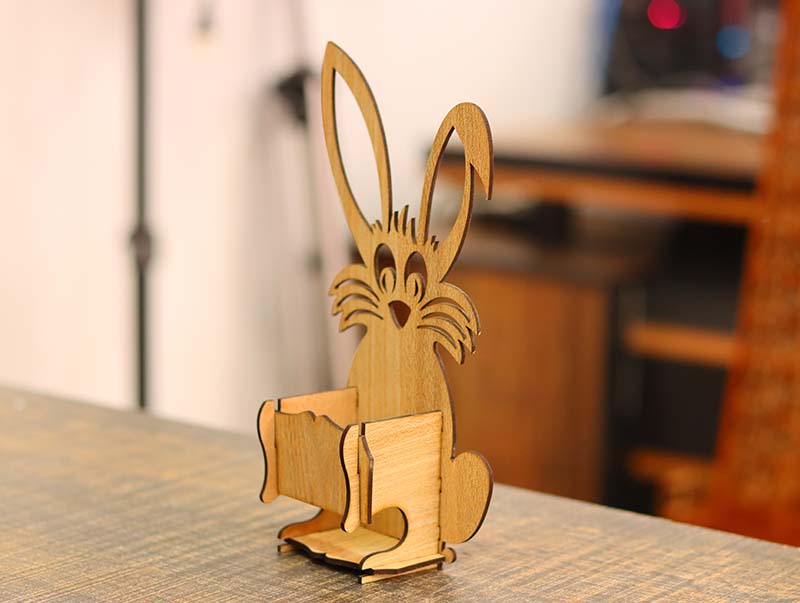 Laser Cut Wooden Bunny Egg Holder Easter Stand Decoration 3mm Vector File