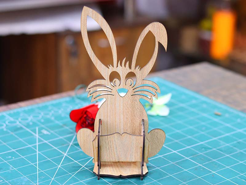 Laser Cut Wooden Bunny Egg Holder Easter Stand Decoration 3mm Vector File