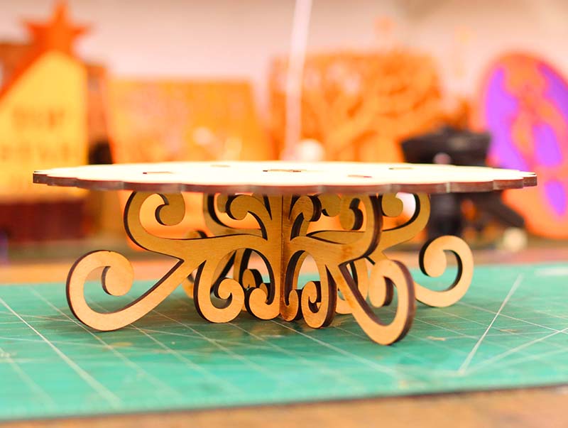 Laser Cut Wooden Decorative Cake Stand Plywood 6mm Vector File