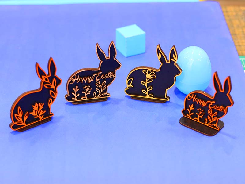 Laser Cut Bunny Layered Stand Decoration Happy Easter Decorative Ideal 3mm Vector File
