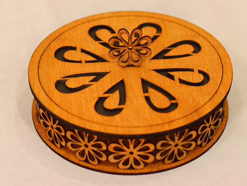 Laser Cut Round Box Wooden Jewelry Box Gift Box Makeup Box 3mm Vector File