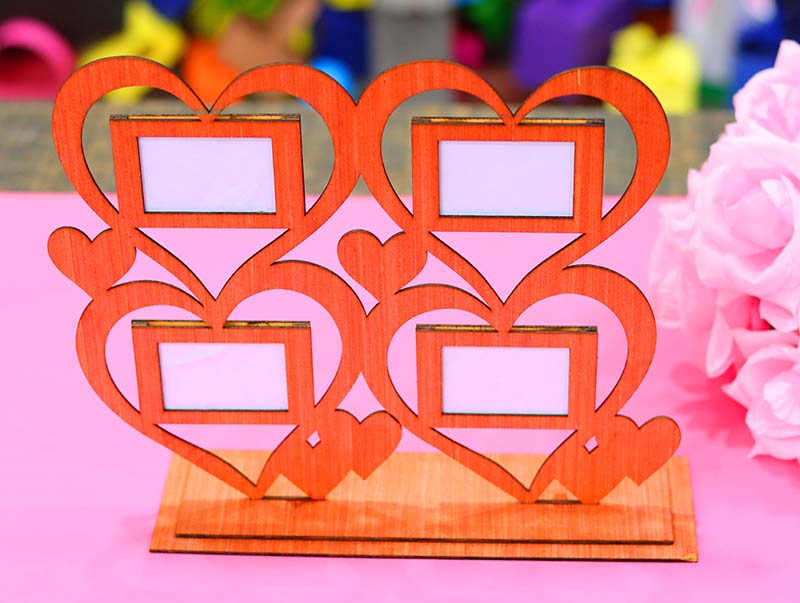Laser Cut Family Photo Frame Picture Frame Heart Photo Frame Stand 3mm Vector File