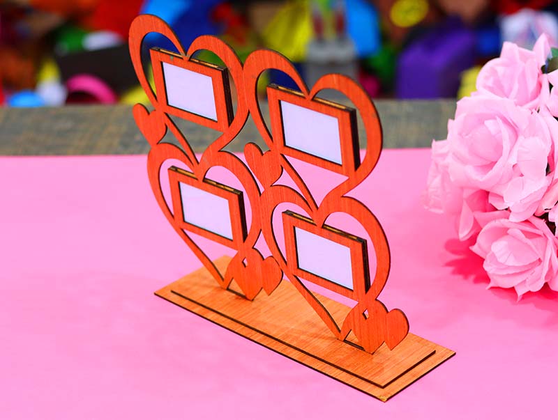 Laser Cut Family Photo Frame Picture Frame Heart Photo Frame Stand 3mm Vector File