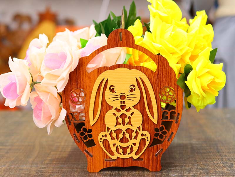 Laser Cut Basket Easter Basket Wooden Bunny Gift Basket 3mm Vector File