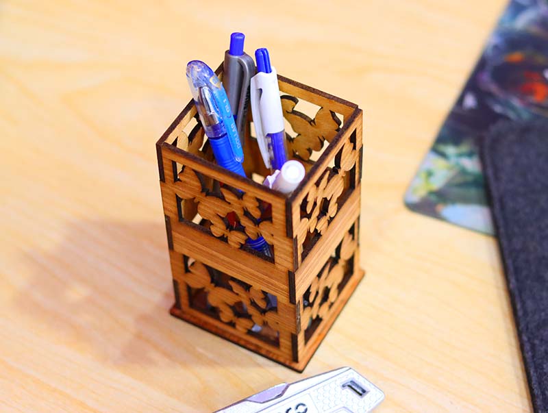 Laser Cut Pencil Holder Wooden Pen Organizer Pencil Box 3mm Vector File