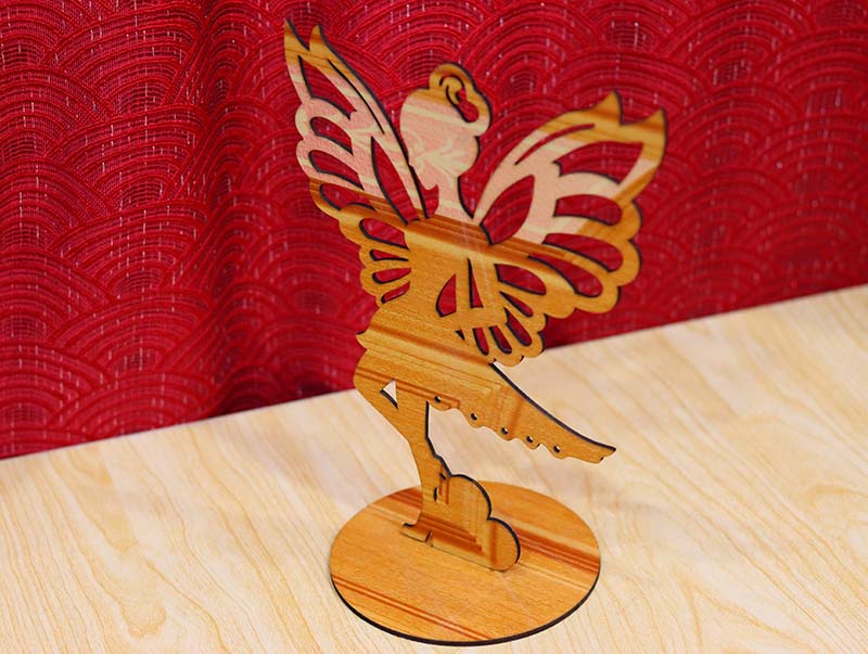 Laser Cut Wooden Angel on Stand Decoration 3mm Vector File