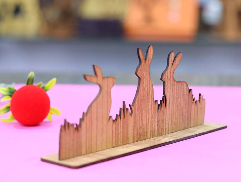 Laser Cut Bunny Family Stand Decoration Template 3mm Vector File