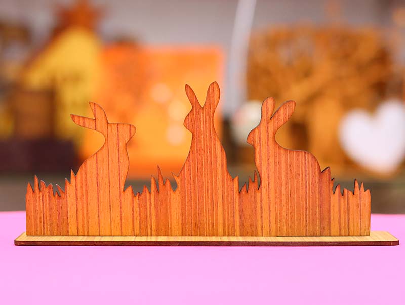 Laser Cut Bunny Family Stand Decoration Template 3mm Vector File