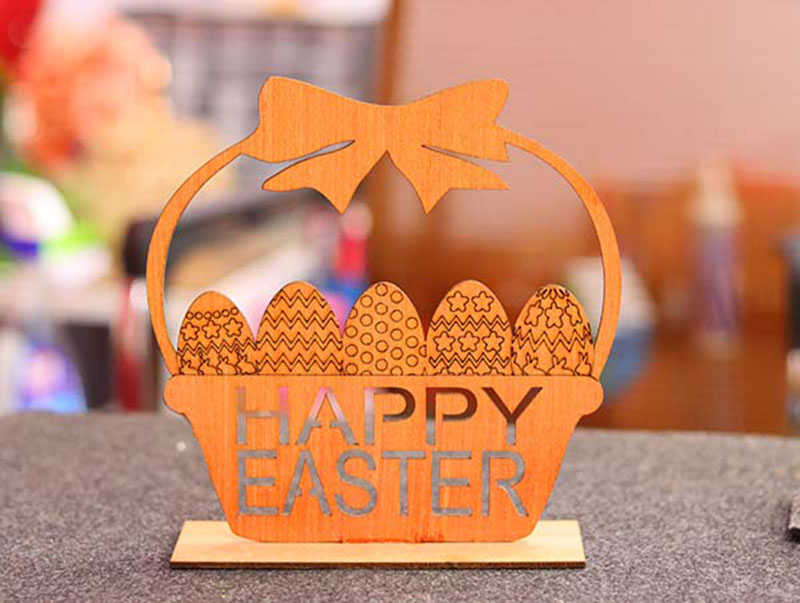 Laser Cut Happy Easter Basket Stand Decoration Template 3mm Vector File