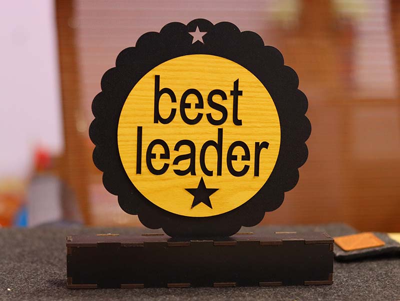 Laser Cut Wooden Award Best Leader Trophy 3mm Vector File