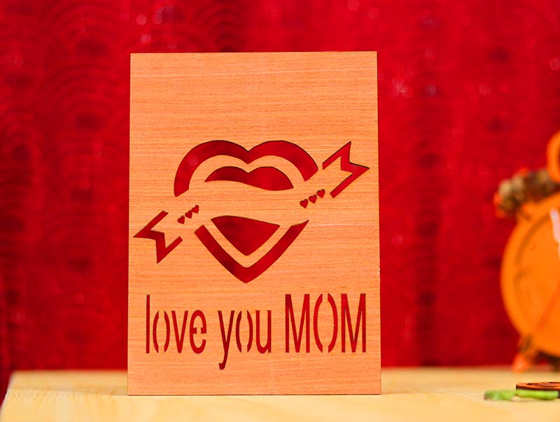 Laser Cut Wooden Card Mothers Day Gift Card Template Vector File