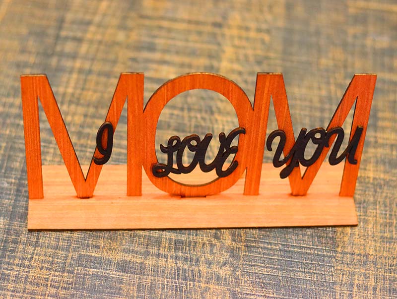 Laser Cut I Love You MOM Stand Decoration Mother’s Day 3mm Vector File