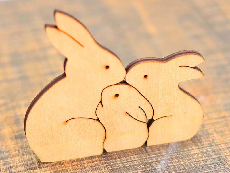 Laser Cut Wooden Bunny Puzzle Bunny Family Easter Kids Gift Toys Free