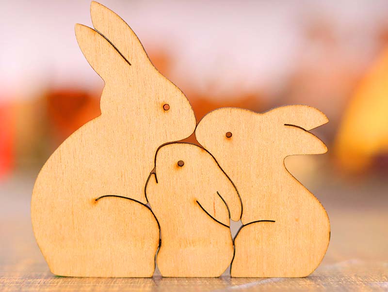 Laser Cut Wooden Bunny Puzzle Bunny Family Easter Kids Gift Toys Free