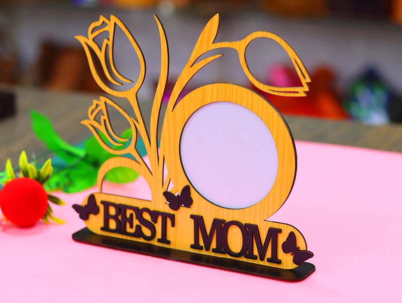 Laser Cut Happy Mothers Day Photo Frame Wooden Picture Stand Frame 3mm Vector File