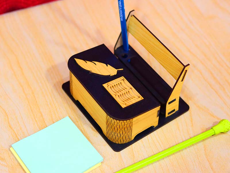 Laser Cut Wooden Office Desk Organizer Pen Pencil Holder 3mm Vector File