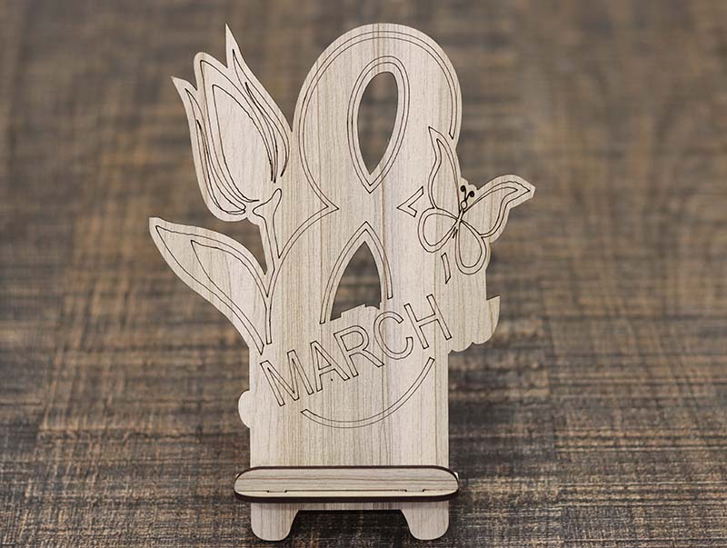 Laser Cut Mobile Stand 8th March Women’s Day Phone Stand 3mm Vector File