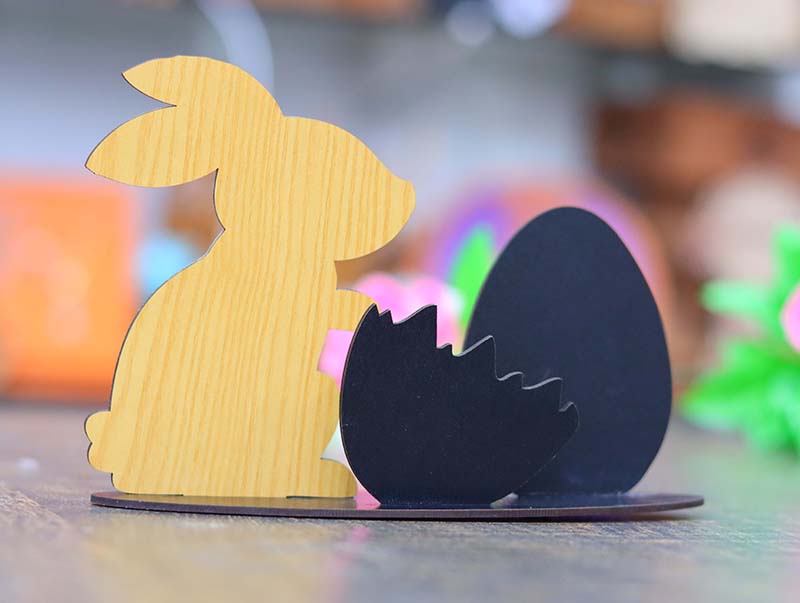 Laser Cut Layered Bunny with Egg Stand Decoration Easter Deocr 3mm Vector File