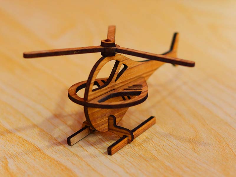 Laser Cut Wooden Helicopter Toy Model Wooden Puzzle Kids Toy 3mm Vector File