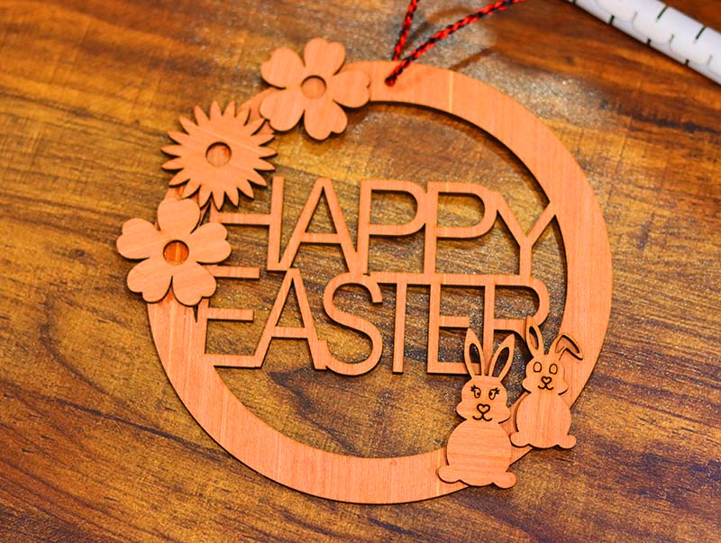 Laser Cut Layered Happy Easter Round Frame Design Bunny Decor Idea Free Vector