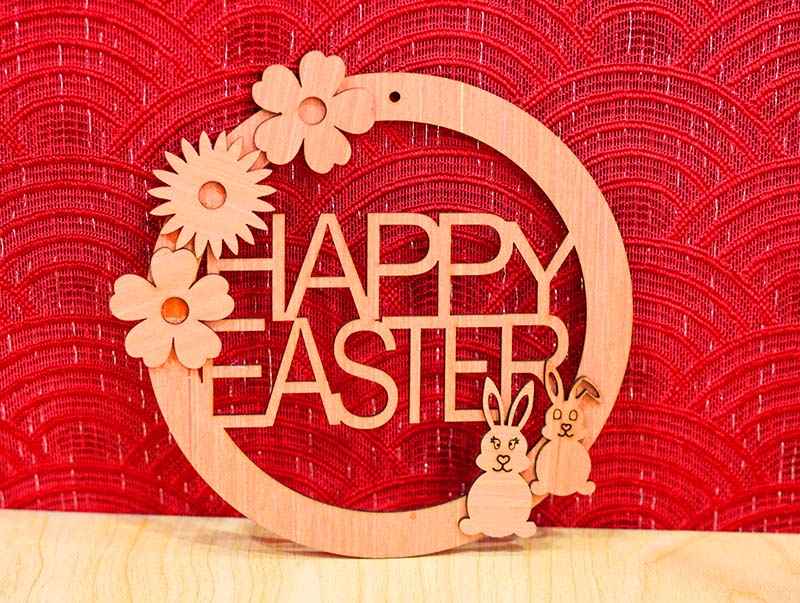 Laser Cut Layered Happy Easter Round Frame Design Bunny Decor Idea Free Vector