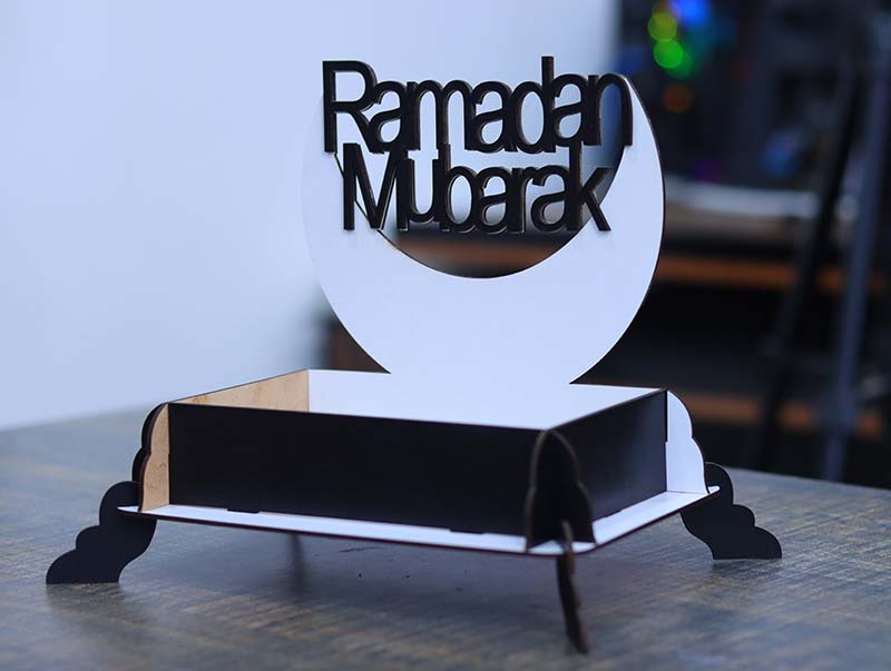 Laser Cut Ramadan Gift Tray Ramadan Mubarak Wooden Tray Decoration Idea 3mm Free Vector
