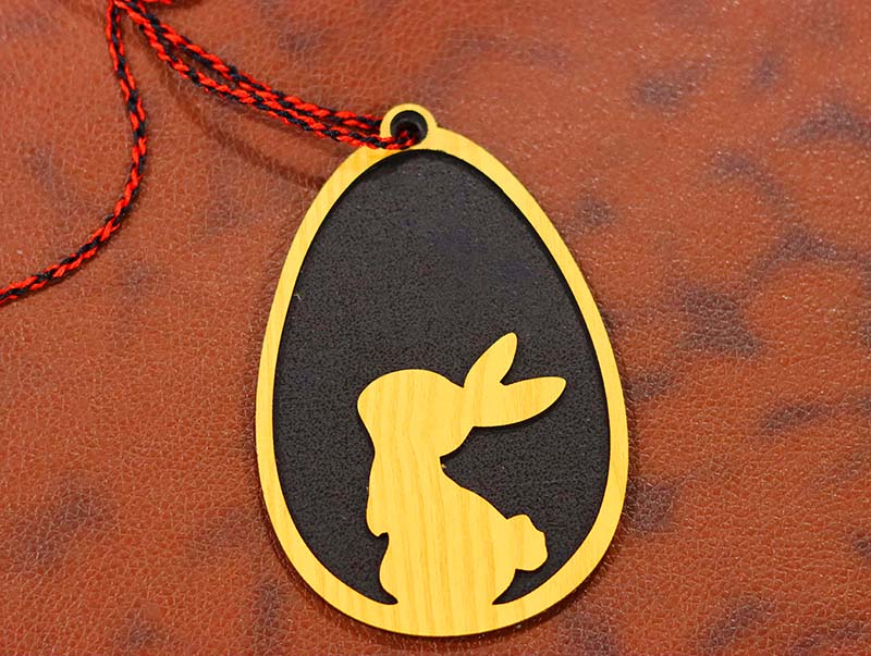 Laser Cut Layered Bunny with Egg Happy Easter Decor Gift Tag Template Vector File