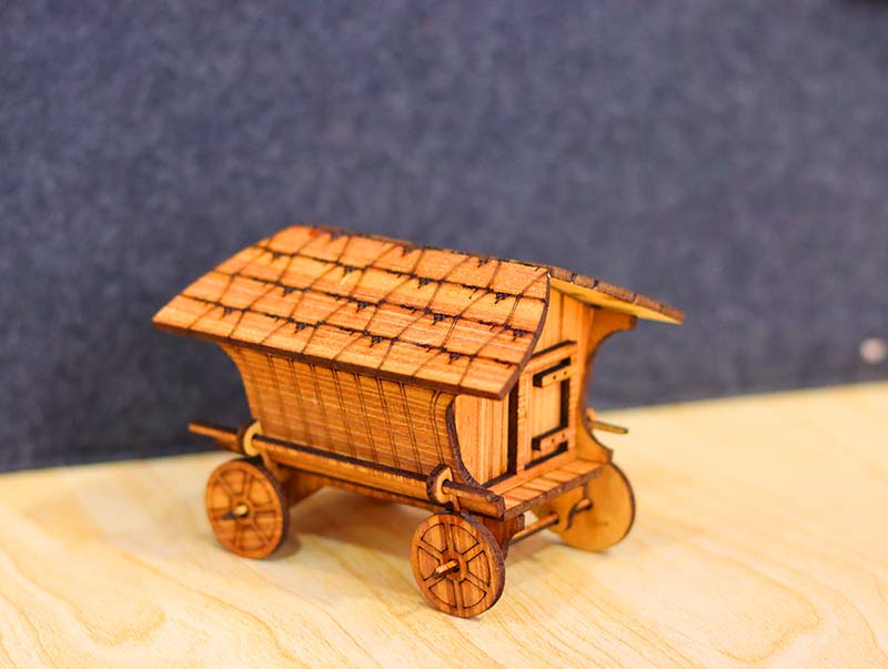 Laser Cut Wooden Gypsy Wagon Toy for Kids 3D Puzzle Vehicle Model 3mm Free Vector