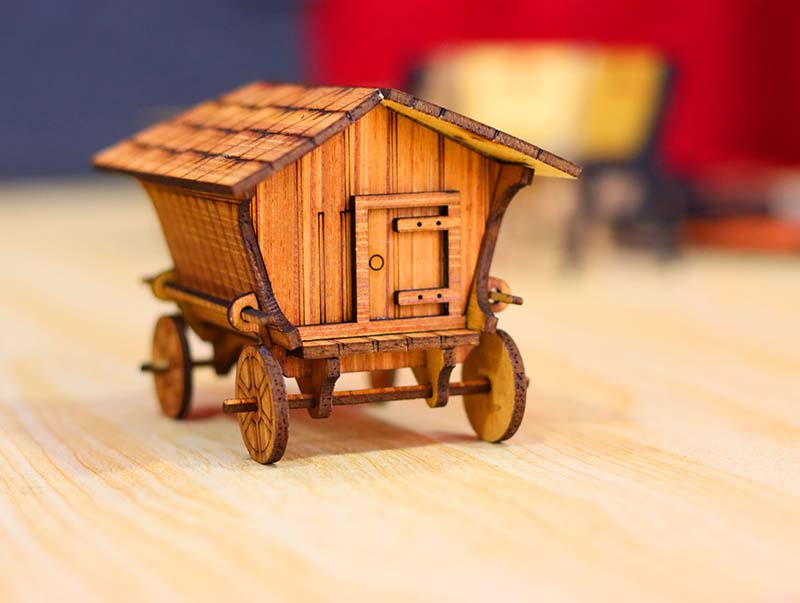 Laser Cut Wooden Gypsy Wagon Toy for Kids 3D Puzzle Vehicle Model 3mm Free Vector