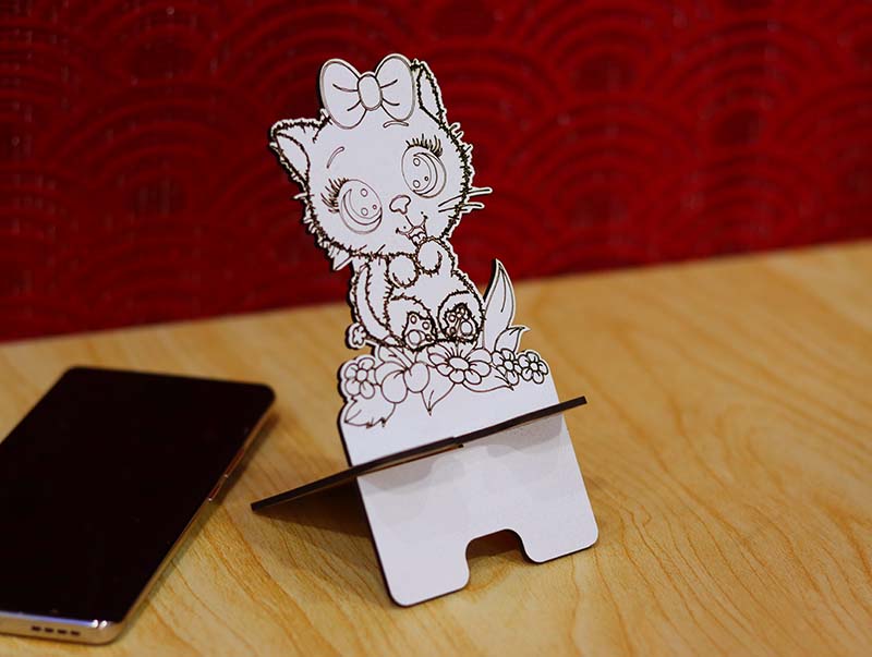 Laser Cut Cute Cat Face Phone Stand Table Mobile Holder Decorative Stand 3mm Free Vector