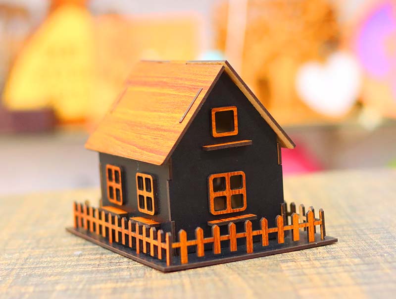 Laser Cut Dollhouse Wooden Toy House Model Kids Puzzle Toy 3mm Free Vector
