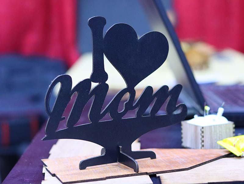 Laser Cut Stand Wooden I Love Mom Stand Template 3mm Free Vector