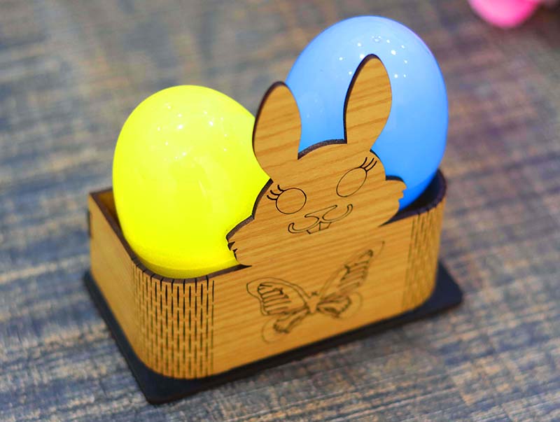 Laser Cut Wooden Bunny Decorative Egg Holder Stand 3mm Free Vector