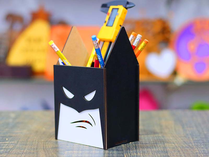Laser Cut Batman Pencil Holder Superhero Pen Gift Box for Kids 3mm Free Vector