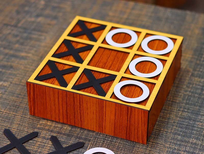 Laser Cut Tic Tac Toe Game for Kids Educational Game Board Game 3mm Free Vector