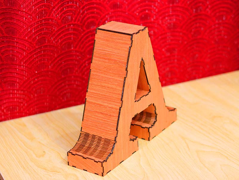 Laser Cut Alphabet Letter A 3D Wooden Puzzle Alphabet Model 3mm Free Vector
